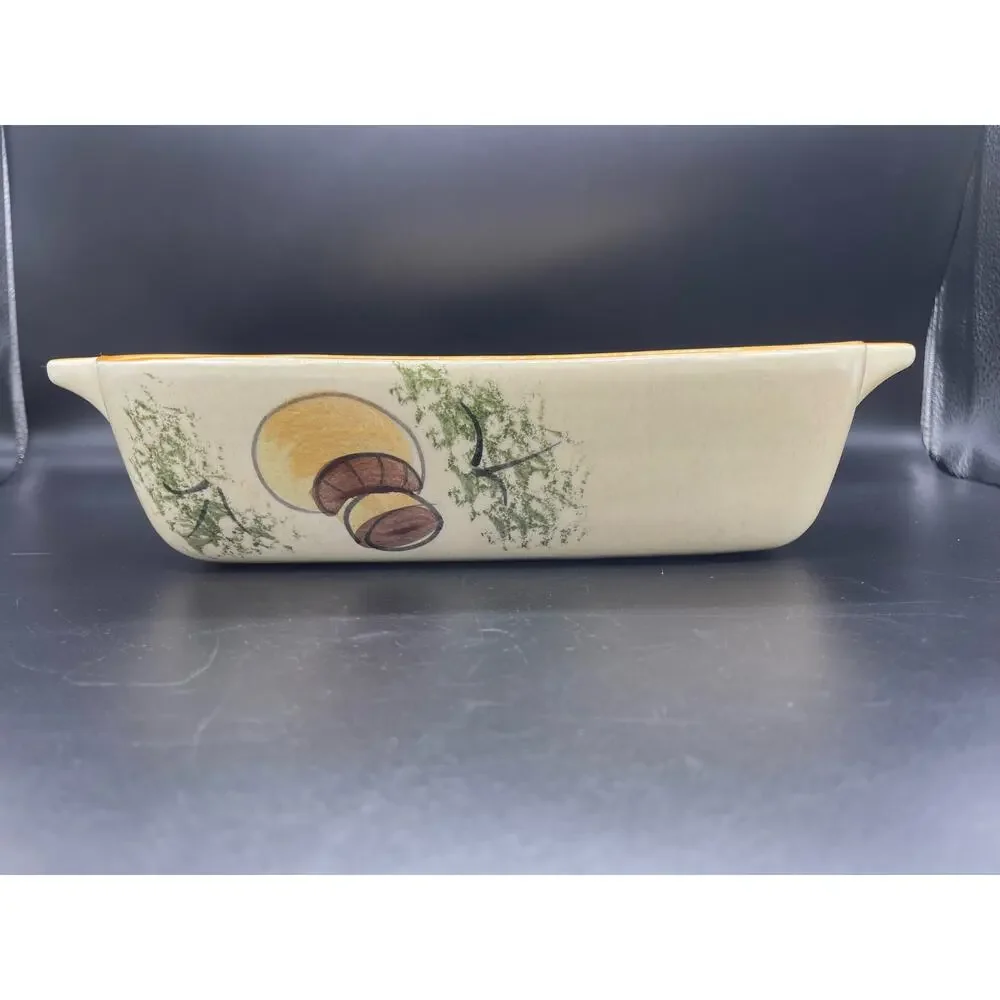 Vintage Los Angeles Pottery Bread / Loaf Pan 70’s Mushrooms *See paint photo
